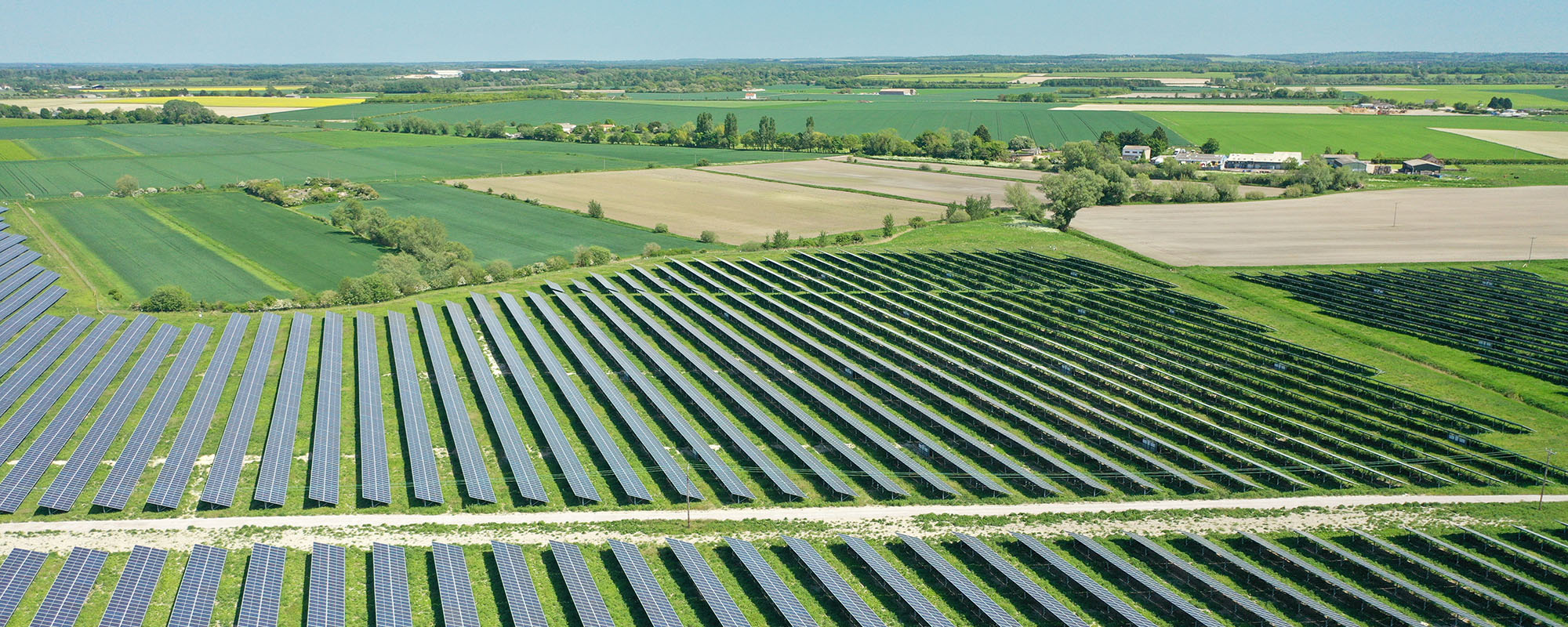 Aerial view over solar site