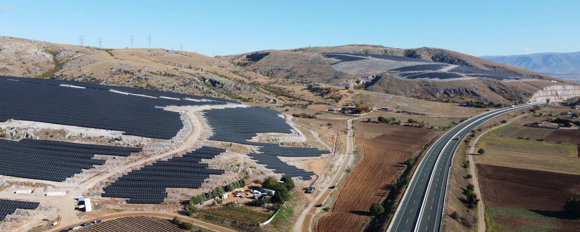 Aerial shot of Kozani solar project, Greece