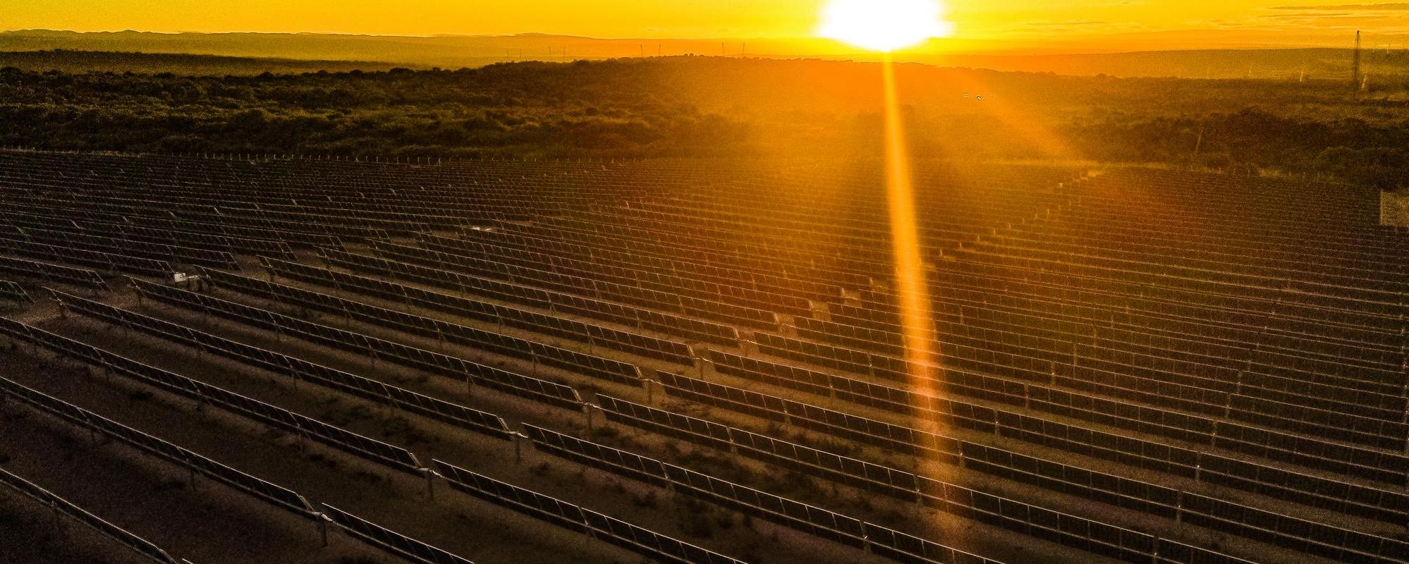 sunset over Milagres solar farm, Brazil