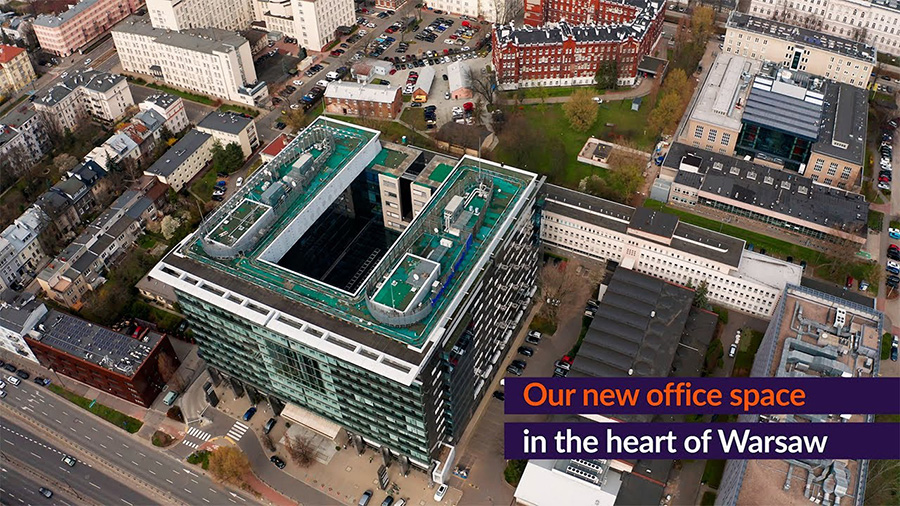 Aerial shot of the Warsaw office in Poland
