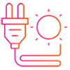 Power plug icon with a sun next to it, symbolizing solar power