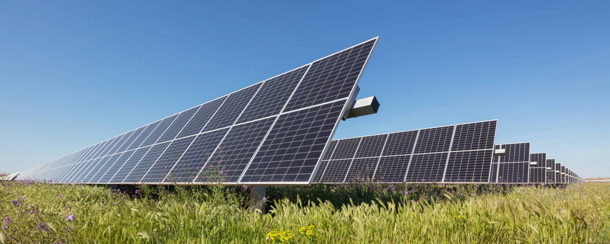 Solar panels with blue sky