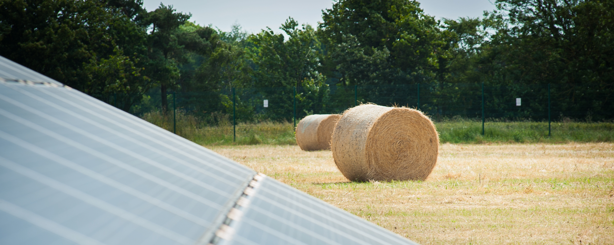 Solar panels with hay bales